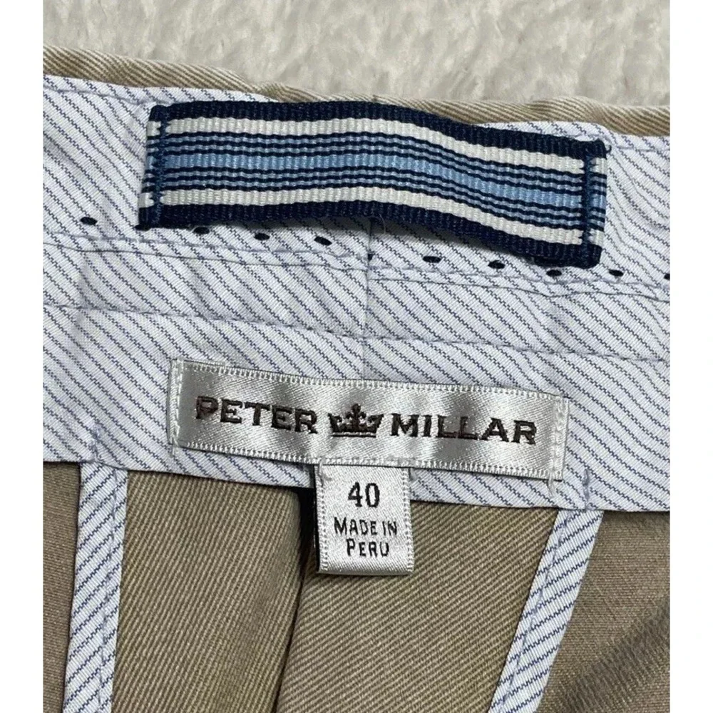 Peter Millar Golf Shorts Mens Size 40 Beige Tan Flat Front Pima Cotton Chino